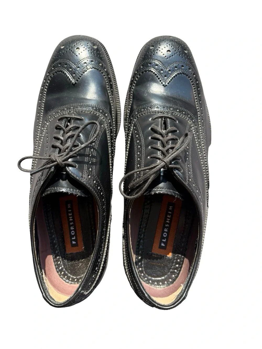 Florsheim Lexington Wingtip Oxford Black Leather Shoes Mens 9 Narrow Fit